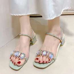 여름 광장 발 뒤꿈치 열린 발가락 슬리퍼 여성 투명 PVC Jelly Sandals Mujer 240401