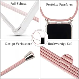 Fall för Samsung Galaxy S24 Ultra S22 S20 S23 Fe S21 Plus A53 A54 A25 A24 A55 Crossbody Cover Lanyard Necklace Shoulder Strap