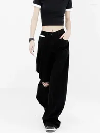 Kadınlar Kotlar Kadın Siyah Gotik Bolk Kargo Harajuku Y2K Denim Pantolonlar Yüksek Bel Kovboy Pantolon Vintage Estetik 2000'ler Geyik Giysileri