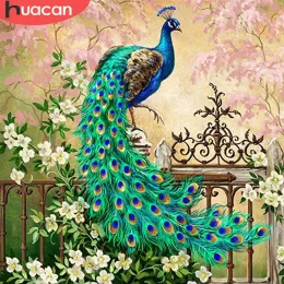 Huacan 5D Diamond Painting Peacock Diy Mosaic Flower Full Square/круглый бухгалтер