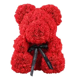 2019 Drop 40cm Soap Foam Rose Teddy Bear Flower Flower في صندوق هدايا لصديقة Women Valentines Gifts218Q