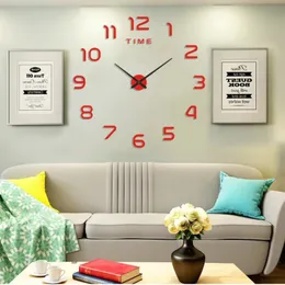 3D Mirror Number Wall Clock Stickers 40cm Modern Design Digital Wall Clocks for Home Art Living Room Office Decoration Clock