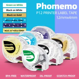 3pcs 12mmx4m Waterproof Label Tape Compatible for Dymo Letratag LT 100h Labeller Labeling Machine & Phomemo P12 Pro Label Maker