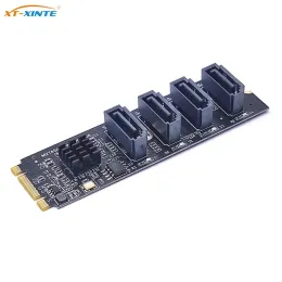 بطاقات M.2 KEYM/B PCIE PCIE 3.0 إلى 4/6 PORT SATA 3.0 CARD CARD RISER ASM1064 6GBPS لـ M2 NVME 2280 SSD PC COMPUTION CARD