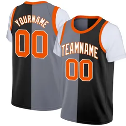 Personlig anpassad unik kortärmad basketball tee skjorta tryck team Namn Nummer Split Design Basketball Jersey för män/ungdom