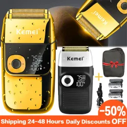 Shavers Kemei 전기 면도기 남성 면도기 남성용 원래 수염 트리머 무선 트리머 헤어 클리퍼 USB 빠른 충전 LCD 디스플레이