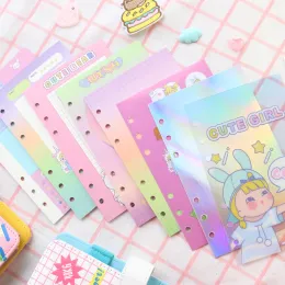 Paper Domikee A6 Cute Creative Laser Creative Korean 6 buche Cartoon che riempie le fogli interni per Binder Spiral Notebook di Binder Riemibile