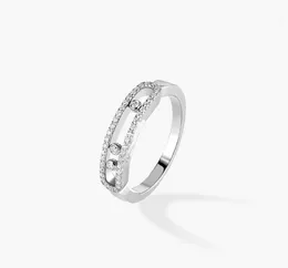 Pierścienie zespołowe wykwintna biżuteria S925 Diamond Women Ring Three Diamond Sliding Christmas Gift Messica Goddess Prezent J240410