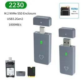RECK M.2 NVME 2230 SSD Adattatore SSD Adattatore SSD M.2 M CHIAVE DISK HARD DISK ESTERNO Scatola USB3.2 Gen2 Tasto Typec USB MB per M2 2230 JMS583