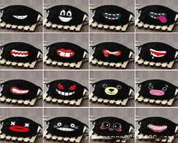 Stock Cotton IN Dustproof Mouth Face Mask Anime Cartoon Lucky tooth Women Men Muffle Face Mouth Masks Black Creative Masks1630558