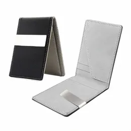 New Fi Men's Leather Mey Clips Wallet Multifunctial Thin Man Card Purches Women Metal Clamp for Mey C Holder R9JV＃