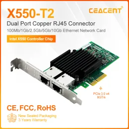 カードX550T2 Intel X550AT2チップ10GB/5GB/2.5GB/1GBイーサネットネットワークアダプター、PCIE 3.0 X4デュアルポートRJ45 NIC、新しい小売梱包