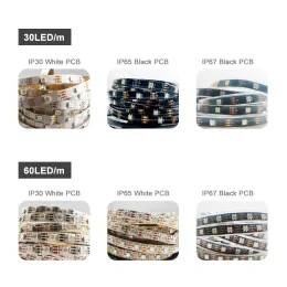 1M 4M 5M DC5V WS2812 WS2813 DC12V WS2811 WS2815 LED Strip بشكل فردي معالجة 5050 RGB SMART LIGHT 30/60 بكسل/م مقاوم للماء