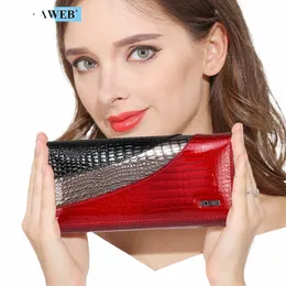 vickaweb Wallet Female Patchwork Lg Women Wallets Genuine Leather Purses Ladies Vintage Hasp Purse Alligator Standard Wallets k961#