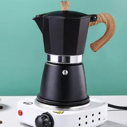 Cottore espresso cottura in alluminio moka pentola manico in legno italiano caffè caffè caffè espresso percolatore vaso/ rosso/ rosso