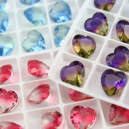 15 mm Heart Fancy Stone Pointback Tourmaline Rhinestone Colorful Glass Bead per accessori fai -da -te Nail art