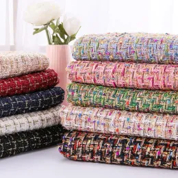Tweed Fabric Plaid Stripes Woven Woolen Clothing Handmade Bag DIY Cloth Per Half Meter
