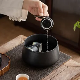 Schwarzer Keramik -Keramik -Tee mit Abdeckung großer Haushalt Tee Rückstand Jar Jianshui Schüssel Tasse Waschschale Kung Fu Tee Zeremonie