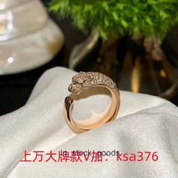 Top end Designer rings for womens 925 Sterling Silver Narrow Edition Leopard Ring Plated with 18K Rose Gold Diamond Half Diamond Leopard Ring Precision High Edition