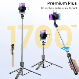 Sticks Portable 66 Inch Long Aluminum Alloy Selfie Stick Phone Tripod with Wireless Remote Shutter Compatible with All Smartphones