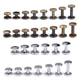 H4-15mm Bronze Doppelbogen Flachbeutel Beutel Schraube Messinggürtel Rivet Chicago handgefertigtes Verschluss Garmnet Hardware Lederhandwerk Teil