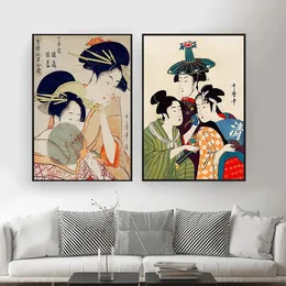 Arte orientale retrò donna giapponese kimono geisha poster stampare figura vintage tela dipinting wall art immagine decorazioni per la casa