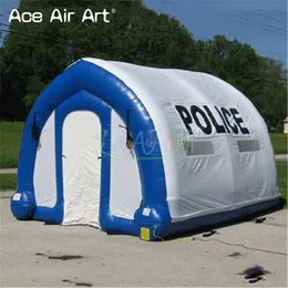 8mLx4mWx3.5mH (26x13.2x11.5ft) Customized mobile inflatable tunnel marquee police work shop emergency respond shelter with removable curtains and base tube for sale