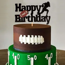 Toppers per torta di rugby calcistica Happy Birthday Cake Forniture arredamento Felice Anno Nuovo Toppers Cupcake per casa fai -da -te casa 2021 Noel New