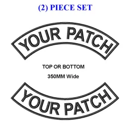 Personalize o bordado MC Rocker Patch de 350 mm de largura e inferior de motocicletas de motocicleta para corte de colete e roupas