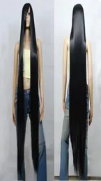 Black Extremely Long Straight Heat Resistant Hair Cosplay Costume Wig With Cap 100cm 120CM 150CM 200CM1046056