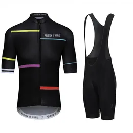 Summer Cycling Suits PELOTON DE PARIS Mens Comfortable Breathable Short Sleeve Jerseys Bib Shorts Silicone Pants Bike Apparel