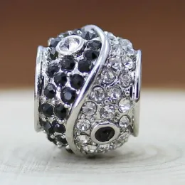 Black White Tai Alloy Dot Rhinestone Beads Round Yin Yang Spacer Beads For Jewelry Making Accessories DIY Jewelry Crafts