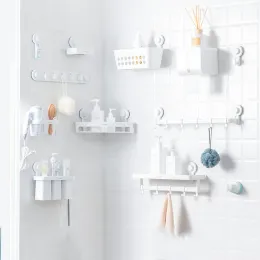 High Quality Bathroom Shelves,Wall Mount Free Punch,Hair Dryer Rack,Sucking Storage Box,Towel Rack,Premium Bathroom Organizers