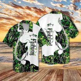 Plstar Cosmos 2022 Hot Summer Short Sleeve Shirts hjortjakt och fiske 3D Tryckt Hawaii-skjorta Mens Casual Beach Shirt Cy-11