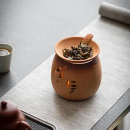 Японская грубая керамика ручной работы чайника теплый керамический ретро -чайный нагреватель свеча подставка