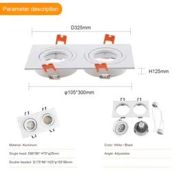 Infälld fyrkantig LED -glödlampa Socket Base GU10 MR16 MONTERING FIXTUREMAL Ljusfästet för hemmabelysning