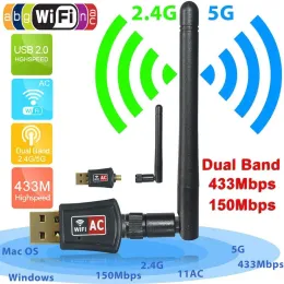 카드 600Mbps 5GHz 2.4GHz USB WiFi 어댑터 USB 듀얼 밴드 RTL8811au WiFi 안테나 Dongle Lan Adapter for Windows Mac Desktop/Laptop/PC