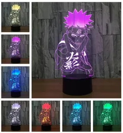 Naruto Anime 3D Night Light Creative Illusion 3D лампа Светодиод 7 Цвета смена лампа для дома для дома для Kid039S День рождения рождественские подарки6288128