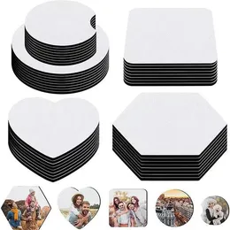 Mugs 20PCS Bulk Sublimation Blanks Coaster DIY Car Cup Holder Blank Cup Pad Mat for Gifts Crafts Printable Heat Press Products 240410