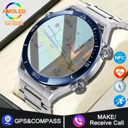 Relógios 2024 NFC AMOLED Smart Watch Men Dial Custom Resposta Chamada de esporte GPS Compass IP68 Smartwatch Smart -impermeabilizado para Android iOS Man