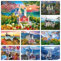 Berühmte Neuschwanstein Schloss Bayern Bayern Deutschland Landschaft Diamant Malerei Kunst Medival Architechelle Mosaik Kreuzstich Wohnkultur