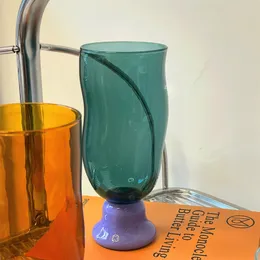 Renk borosilikat cam kupa s eğri dalgası şekil ısıya dayanıklı cam bardak kırmızı şarap kokteylleri kahve buzlu su bardağı