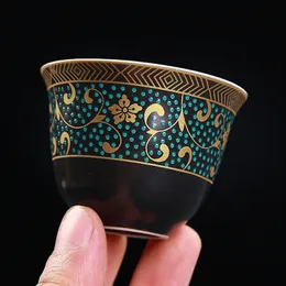 4 datorer/Lot Chinese Retro Ceramics Teacup Exquisite Vintage Flower Pattern Single Cup Tea Bowl Tea Cup Teaware Accessories