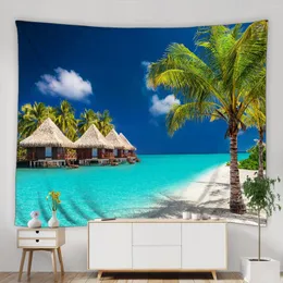 Gobeliny nadmorskie fale plażowe gobelinowe letnie słońce palmowe rozgwiazdy natury krajobraz drukowana tkanina drobna dekoracja domu