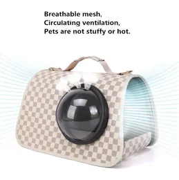 Wholesale cat and dog handbags 2 colors go out portable space capsule pet shoulder bag trend plaid pet handbag daily travel 9 kg pet breathable fashion backpack 5019#