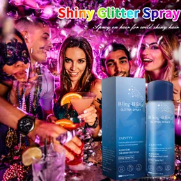 Hårkropp glitter spray glittrande skimrande glöd ansiktskläder långvariga pulver sprayer för festdatum 60 ml