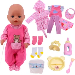 Baby Doll Clothes Accessories Nyfödda docka Diaper Tabellämne Mjölkflaskor Strumpor passar 43 cm Baby Doll American 18 Inch Girl Doll