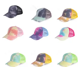 Baseball Cap Sun Visor Messy Tie Dye Ponytail Bun Woman Hatts Washed Cotton Snapback Ball Caps Summer Outdoor Hat8165418