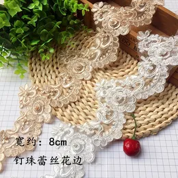 Zarte 1 Yard Cording Edge Blume Venise Venice Mesh Spitzenverkleidung Applique Nähwerk für Hochzeit 8 cm