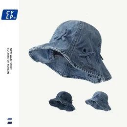 Chapéus de caçadores de jeans doce e fofos de alta qualidade Mulheres primavera Verão Coreano Caps de Bacia Simples da Moda Coreana Para Men240410